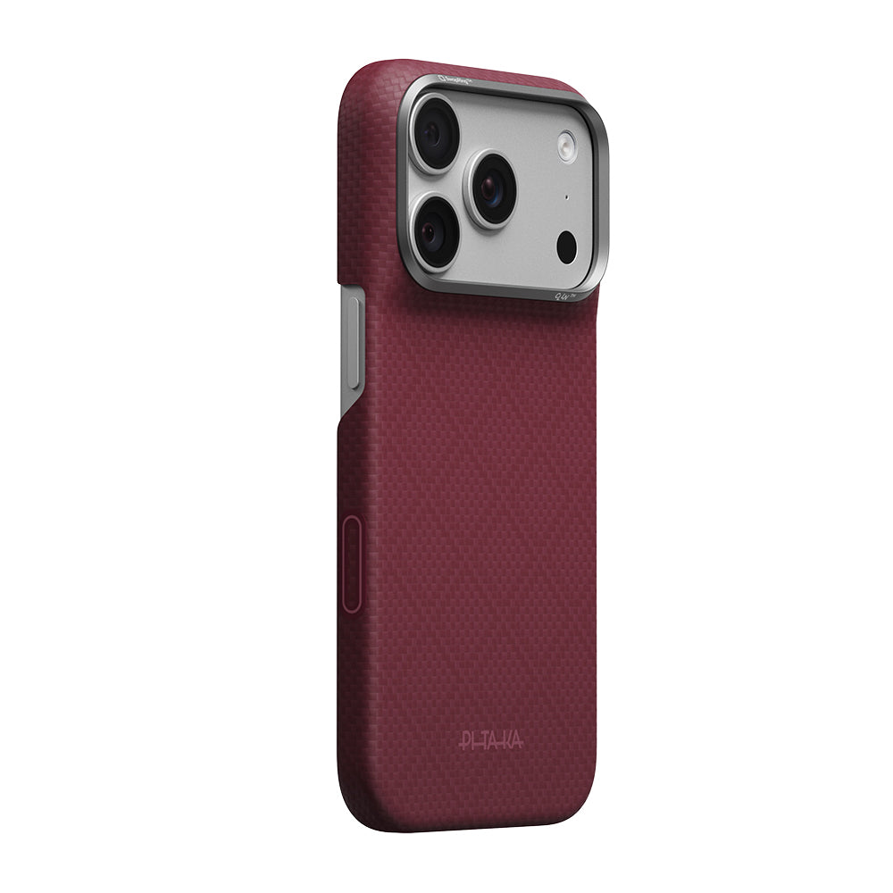 Apple iPhone 18 Pro Max Kılıf M-safe Şarj Özellikli Aramid Karbon Fiber Pitaka Argyle Serisi Kapak
