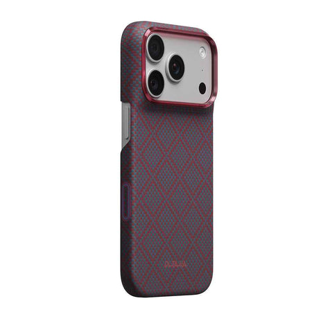 Apple iPhone 18 Pro Max Kılıf M-safe Şarj Özellikli Aramid Karbon Fiber Pitaka Argyle Serisi Kapak