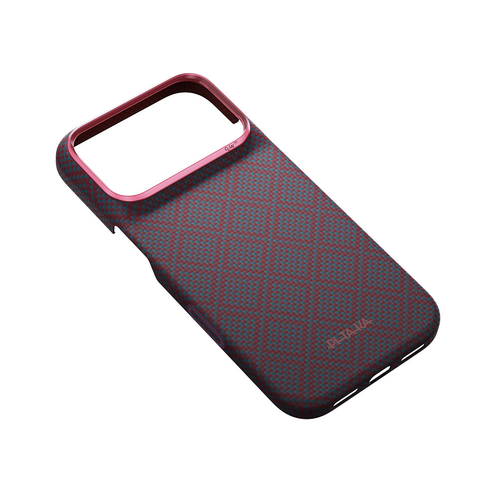 Apple iPhone 18 Pro Max Kılıf M-safe Şarj Özellikli Aramid Karbon Fiber Pitaka Argyle Serisi Kapak
