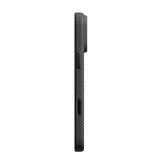 Apple iPhone 18 Pro Max Kılıf M-safe Şarj Özellikli Aramid Karbon Fiber Pitaka Military-Grade Classic Serisi New Logo Black-Grey Twill Kapak