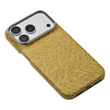 Apple iPhone 18 Pro Max Kılıf M-safe Şarj Özellikli Aramid Karbon Fiber Pitaka Wind Over Wheat Serisi Kapak