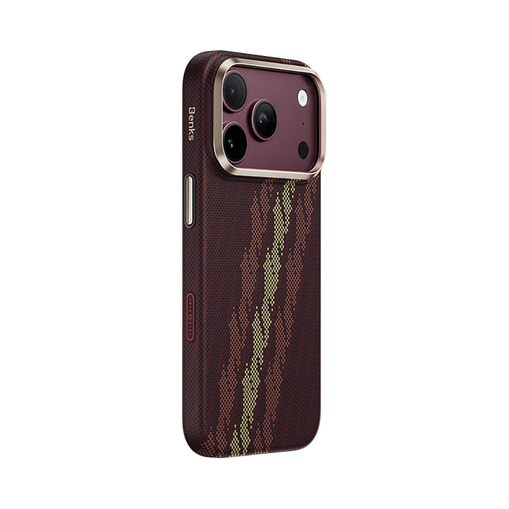Apple iPhone 18 Pro Max Kılıf M-Safe Şarj Özellikli Benks Haven Air 2.0 Rouge Serisi Kevlar Karbon Kapak