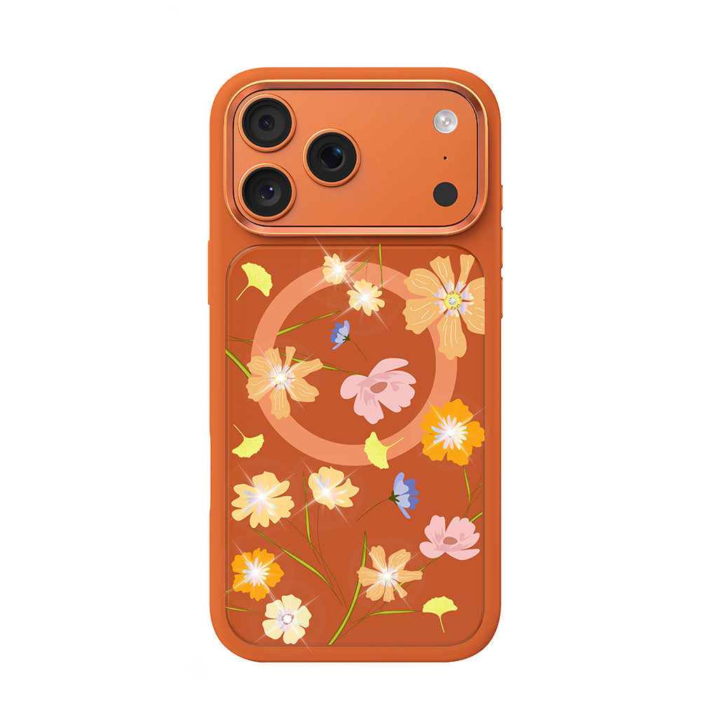 Apple iPhone 18 Pro Max Kılıf M-safe Şarj Özellikli Çiçek Tasarımlı Mutural Flower Serisi Kapak