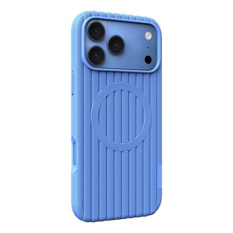 Apple iPhone 18 Pro Max Kılıf M-Safe Şarj Özellikli Çizgi Desenli Kumaş Dokulu Zore Paris Lorin Kapak