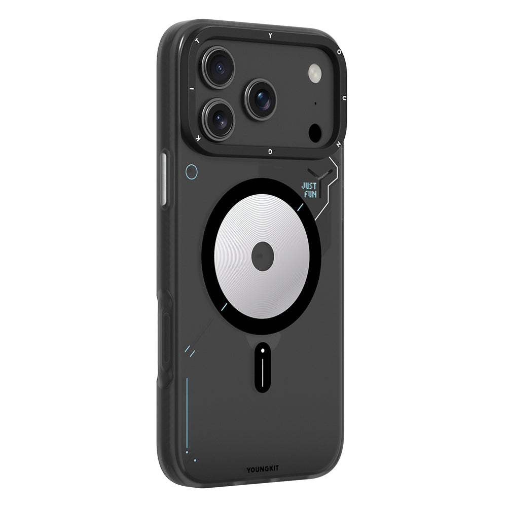 Apple iPhone 18 Pro Max Kılıf M-safe Şarj Özellikli Disk Desenli Youngkit Disc Battle Kapak