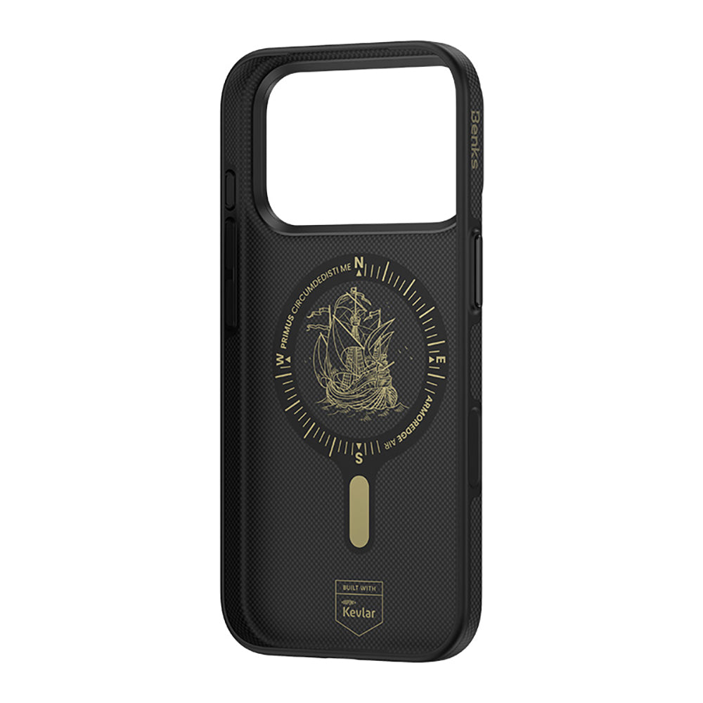 Apple iPhone 18 Pro Max Kılıf M-safe Şarj Özellikli Karbon Fiber Tasarımlı Benks ArmorEdge Air Navigator Kevlar Kapak