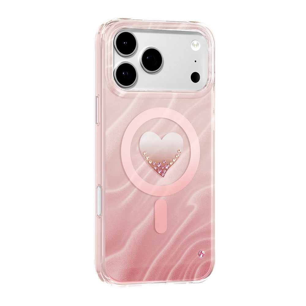 Apple iPhone 18 Pro Max Kılıf M-Safe Şarj Özellikli Orjinal Swarovski Taşlı Zore Paris Rovix Sert PC Kapak
