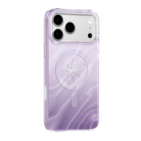 Apple iPhone 18 Pro Max Kılıf M-Safe Şarj Özellikli Orjinal Swarovski Taşlı Zore Paris Rovix Sert PC Kapak