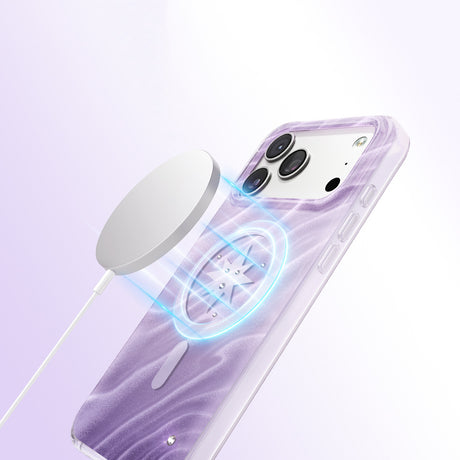 Apple iPhone 18 Pro Max Kılıf M-Safe Şarj Özellikli Orjinal Swarovski Taşlı Zore Paris Rovix Sert PC Kapak