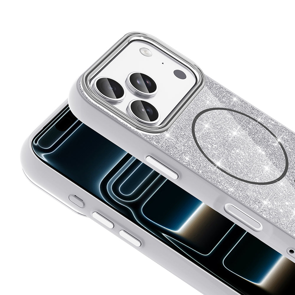 Apple iPhone 18 Pro Max Kılıf M-safe Şarj Özellikli Parlayan Simli Zore Okso Kapak
