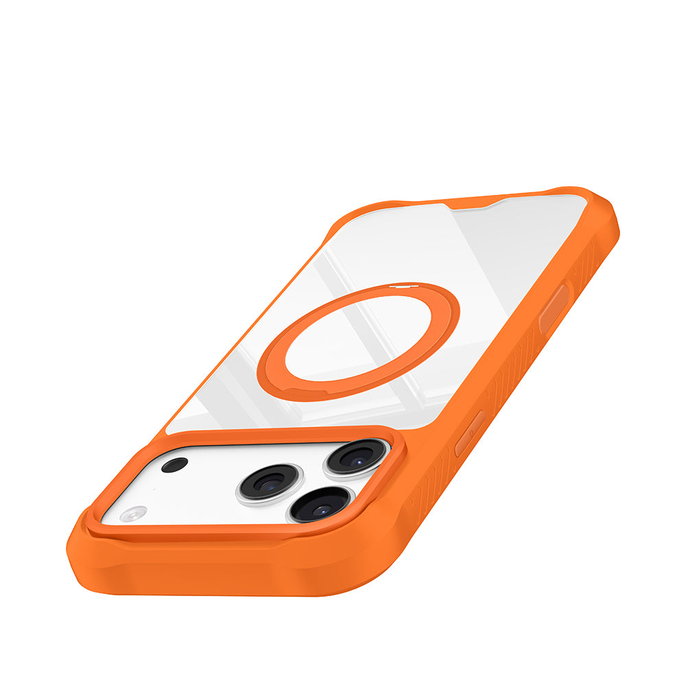 Apple iPhone 18 Pro Max Kılıf M-safe Şarj Özellikli Parmak Ring Standlı Airbag Tasarımlı Mutural Obsidian Serisi Kapak