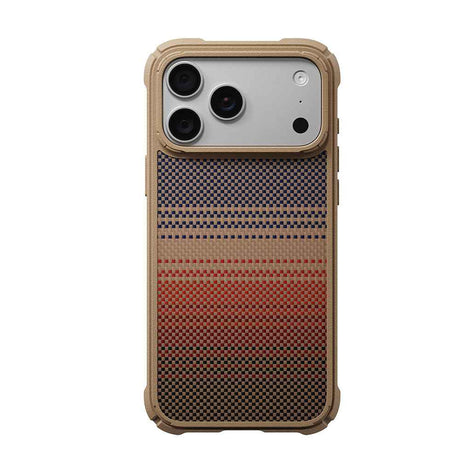 Apple iPhone 18 Pro Max Kılıf M-safe Şarj Özellikli Pitaka Tactile Woven Sunset-Moonrise Aramid Serisi Cairn Kapak