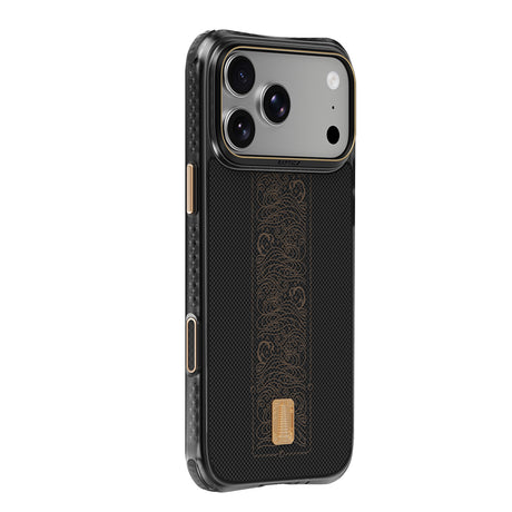 Apple iPhone 18 Pro Max Kılıf M-safe Şarj Özellikli Raptic Aramid Dual Rise Serisi 24 Ayar Altın Kaplamalı Karbon Kapak