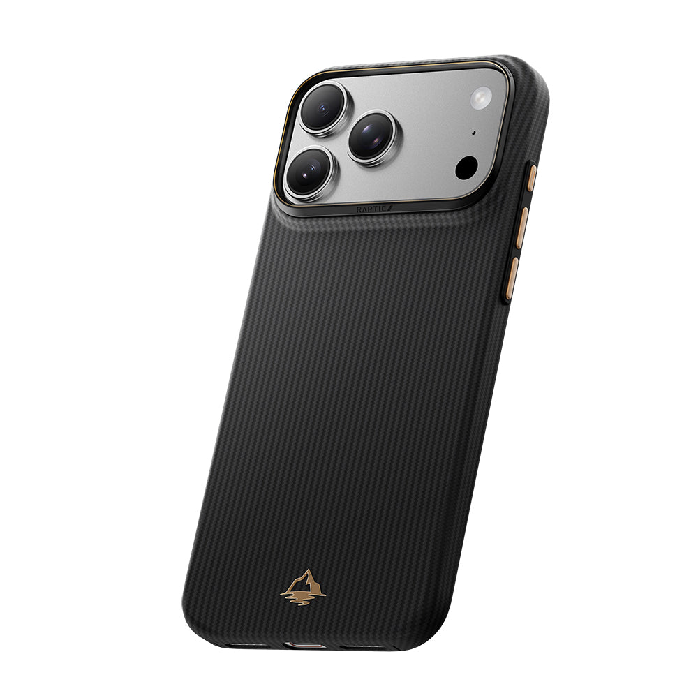 Apple iPhone 18 Pro Max Kılıf M-safe Şarj Özellikli Raptic Aramid Skin Reynis Serisi Karbon Kapak