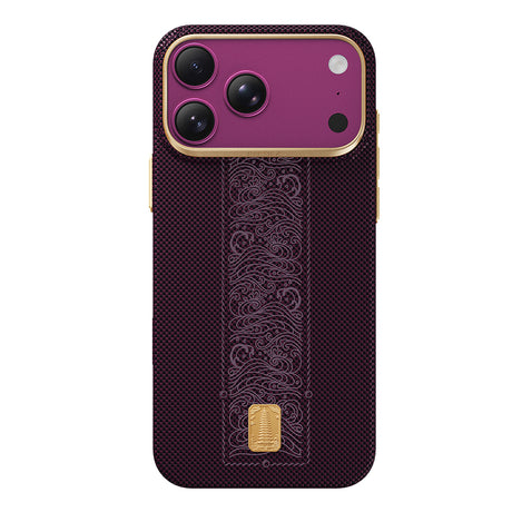 Apple iPhone 18 Pro Max Kılıf M-safe Şarj Özellikli Raptic Aramid Skin Rise Serisi 24 Ayar Altın Kaplamalı Karbon Kapak