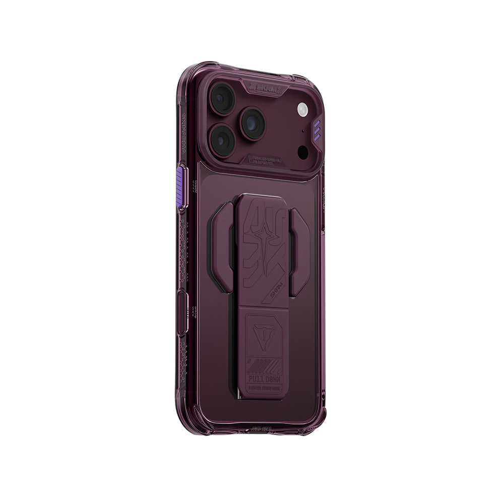 Apple iPhone 18 Pro Max Kılıf M-safe Şarj Özellikli Teknoloji Desenli Skinarma Helio CE Mag Charge Standlı Kapak