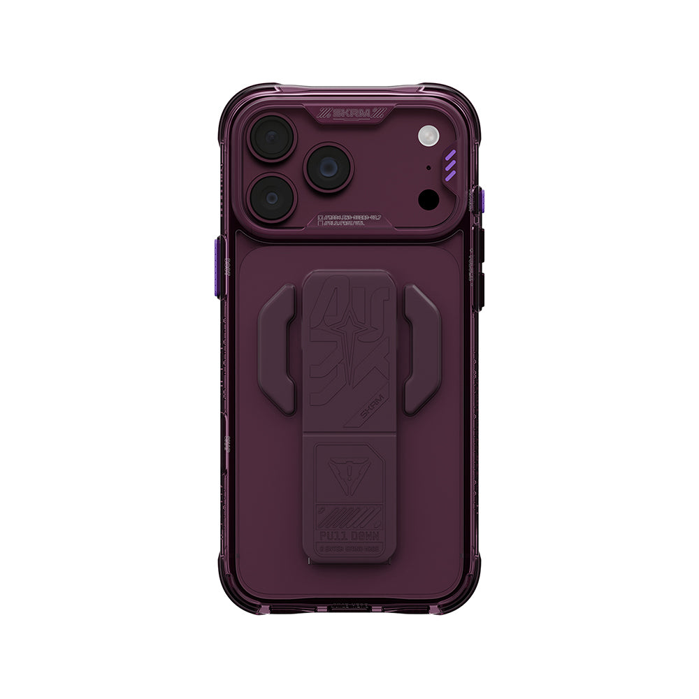 Apple iPhone 18 Pro Max Kılıf M-safe Şarj Özellikli Teknoloji Desenli Skinarma Helio CE Mag Charge Standlı Kapak