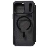 Apple iPhone 18 Pro Max Kılıf M-safe Şarj Özellikli Vegan Deri Tasarımlı Şeffaf Arka Yüzey Kartlıklı Raptic Urban Folio Serisi Kapak