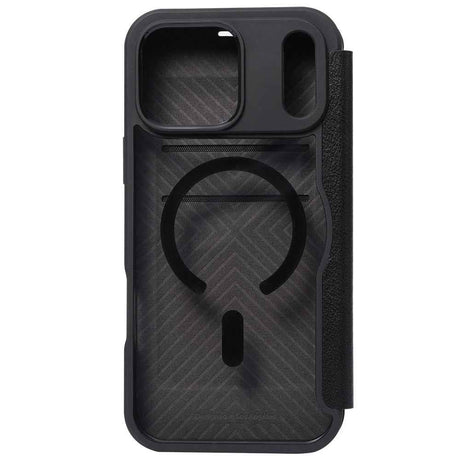 Apple iPhone 18 Pro Max Kılıf M-safe Şarj Özellikli Vegan Deri Tasarımlı Şeffaf Arka Yüzey Kartlıklı Raptic Urban Folio Serisi Kapak
