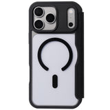 Apple iPhone 18 Pro Max Kılıf M-safe Şarj Özellikli Vegan Deri Tasarımlı Şeffaf Arka Yüzey Kartlıklı Raptic Urban Folio Serisi Kapak