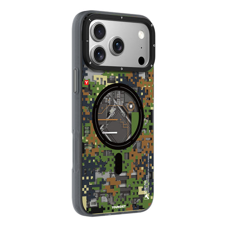Apple iPhone 18 Pro Max Kılıf M-Safe Şarj Özellikli Youngkit Camouflage Sykell Serisi Kapak