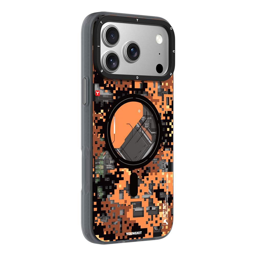 Apple iPhone 18 Pro Max Kılıf M-Safe Şarj Özellikli Youngkit Camouflage Sykell Serisi Kapak