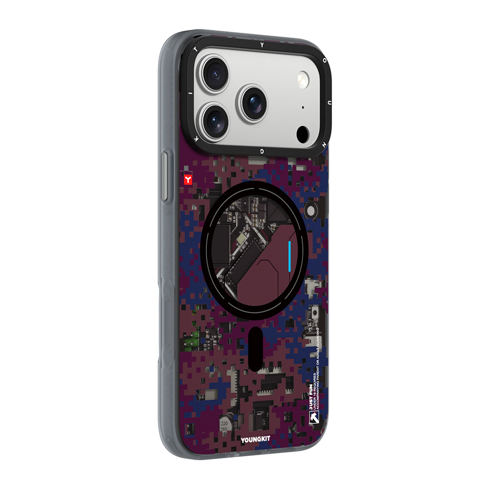 Apple iPhone 18 Pro Max Kılıf M-Safe Şarj Özellikli Youngkit Camouflage Sykell Serisi Kapak