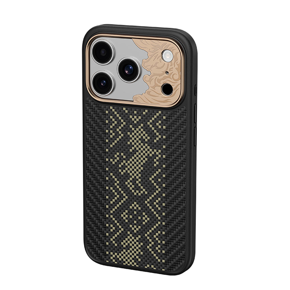 Apple iPhone 18 Pro Max Kılıf M-safe Şarj Özellikli Yükseltilmiş Kamera Çerçeveli Karbon Fiber Tasarımlı Benks Knight ArmorPro Kevlar Kapak