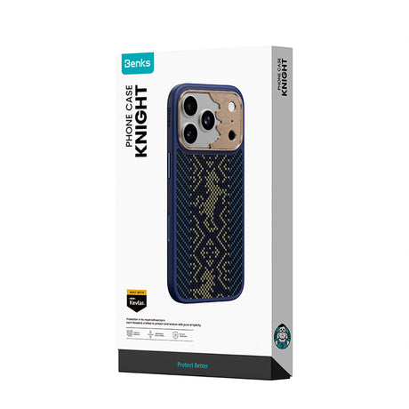Apple iPhone 18 Pro Max Kılıf M-safe Şarj Özellikli Yükseltilmiş Kamera Çerçeveli Karbon Fiber Tasarımlı Benks Knight ArmorPro Kevlar Kapak