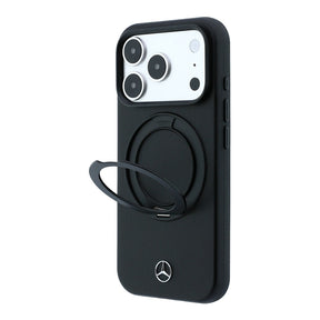 Apple iPhone 18 Pro Max Kılıf Mercedes Benz Orjinal Lisanslı M-safe Şarj Özellikli 360 Derece Dönebilen Standlı Metal Logolu PU Kapak