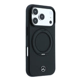 Apple iPhone 18 Pro Max Kılıf Mercedes Benz Orjinal Lisanslı M-safe Şarj Özellikli 360 Derece Dönebilen Standlı Metal Logolu PU Kapak