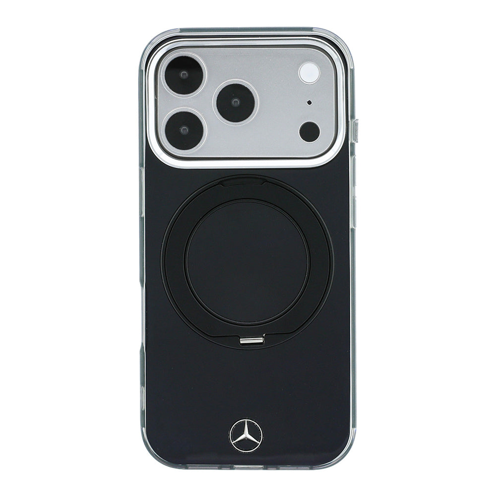 Apple iPhone 18 Pro Max Kılıf Mercedes Benz Orjinal Lisanslı M-safe Şarj Özellikli 360 Derece Dönebilen Standlı Metal Logolu Sert PC Kapak