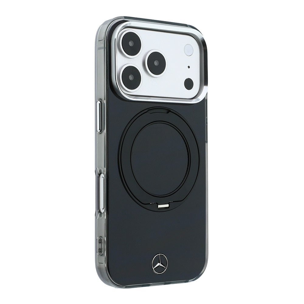Apple iPhone 18 Pro Max Kılıf Mercedes Benz Orjinal Lisanslı M-safe Şarj Özellikli 360 Derece Dönebilen Standlı Metal Logolu Sert PC Kapak
