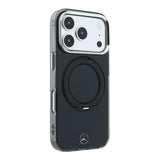 Apple iPhone 18 Pro Max Kılıf Mercedes Benz Orjinal Lisanslı M-safe Şarj Özellikli 360 Derece Dönebilen Standlı Metal Logolu Sert PC Kapak