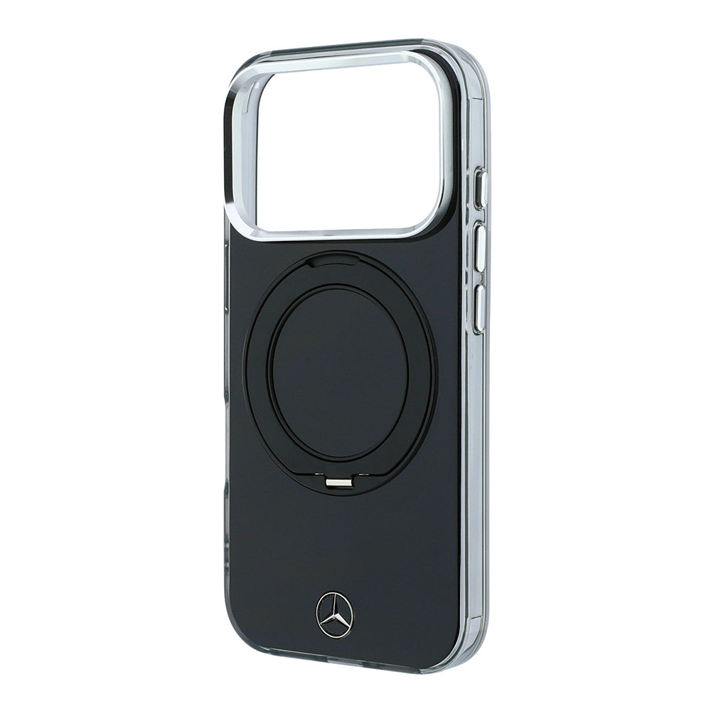 Apple iPhone 18 Pro Max Kılıf Mercedes Benz Orjinal Lisanslı M-safe Şarj Özellikli 360 Derece Dönebilen Standlı Metal Logolu Sert PC Kapak