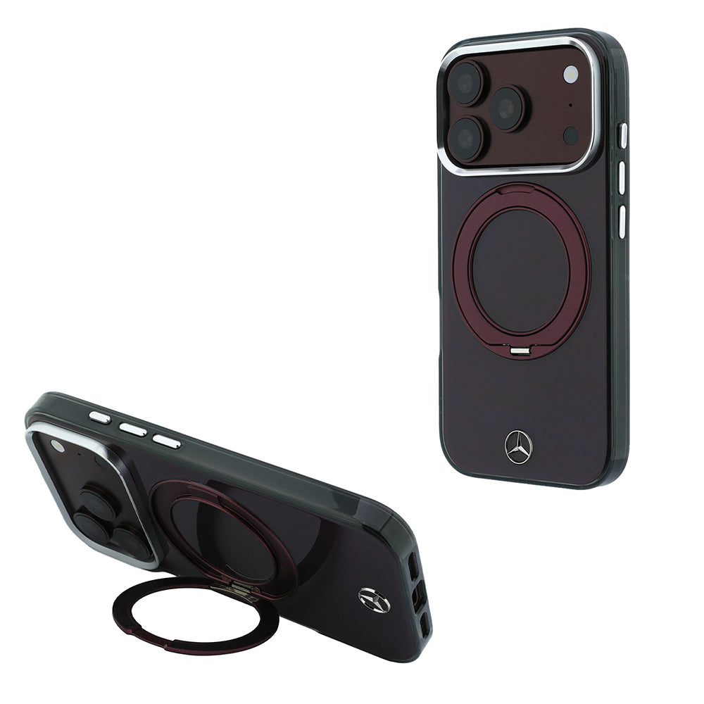 Apple iPhone 18 Pro Max Kılıf Mercedes Benz Orjinal Lisanslı M-safe Şarj Özellikli 360 Derece Dönebilen Standlı Metal Logolu Sert PC Kapak