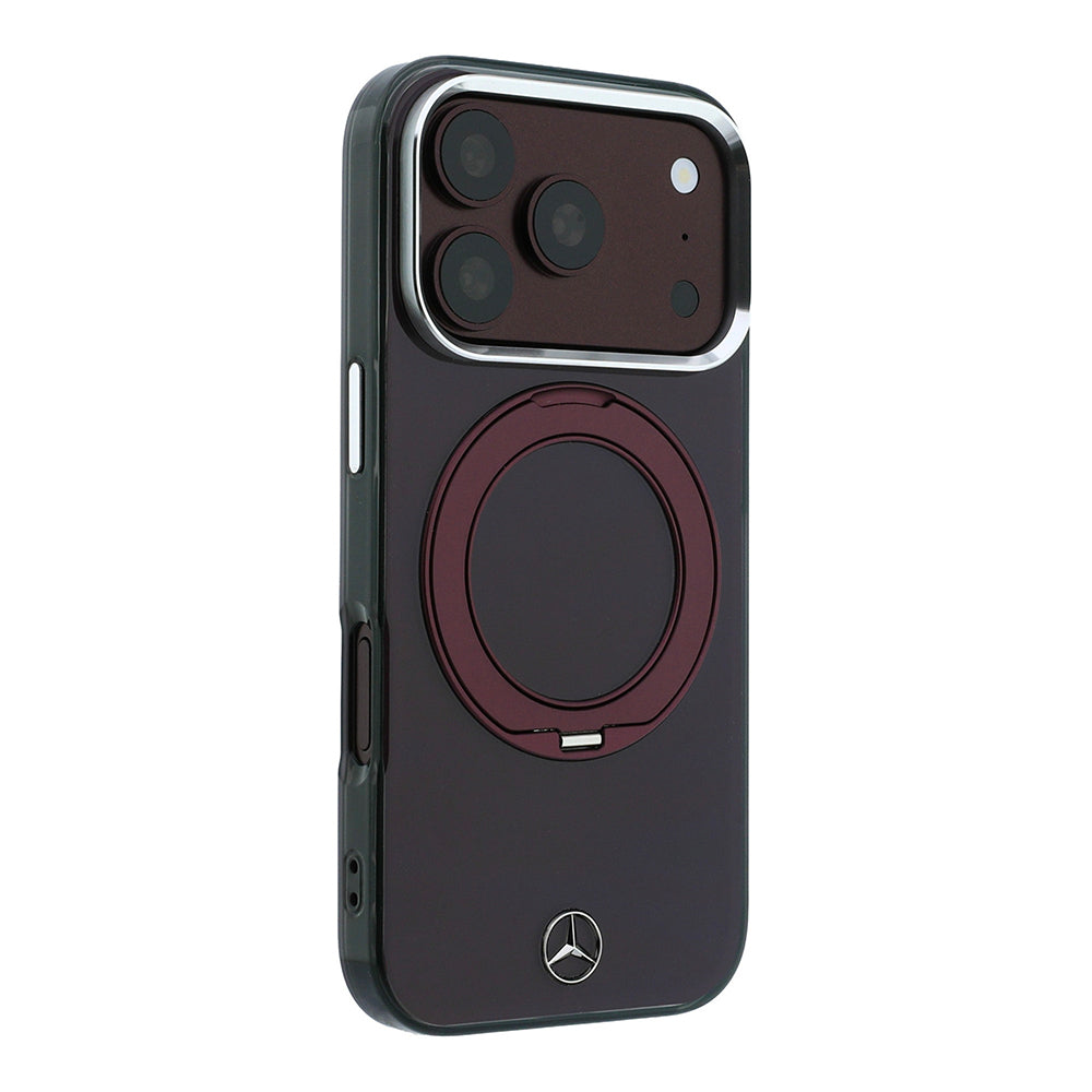 Apple iPhone 18 Pro Max Kılıf Mercedes Benz Orjinal Lisanslı M-safe Şarj Özellikli 360 Derece Dönebilen Standlı Metal Logolu Sert PC Kapak