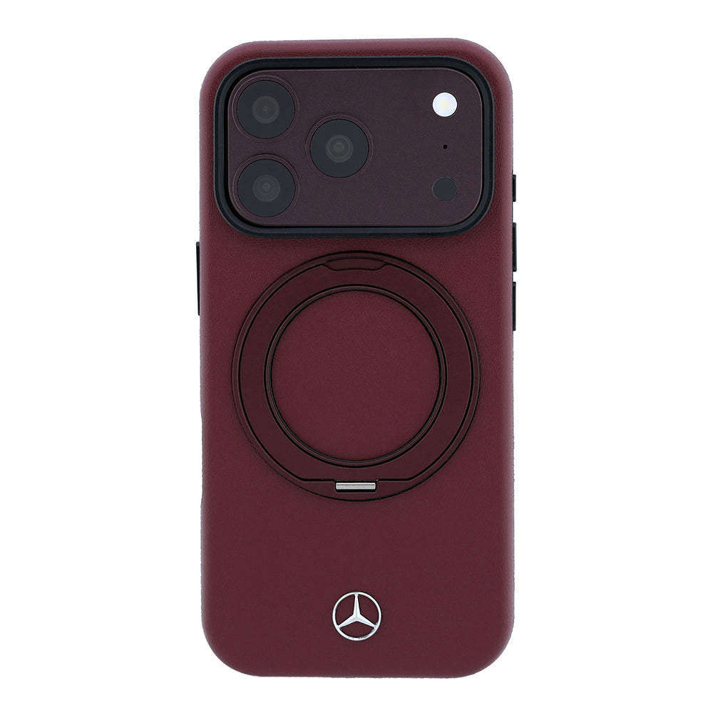 Apple iPhone 18 Pro Max Kılıf Mercedes Benz Orjinal Lisanslı M-safe Şarj Özellikli 360 Derece Dönebilen Standlı PU Metal Logolu Kapak