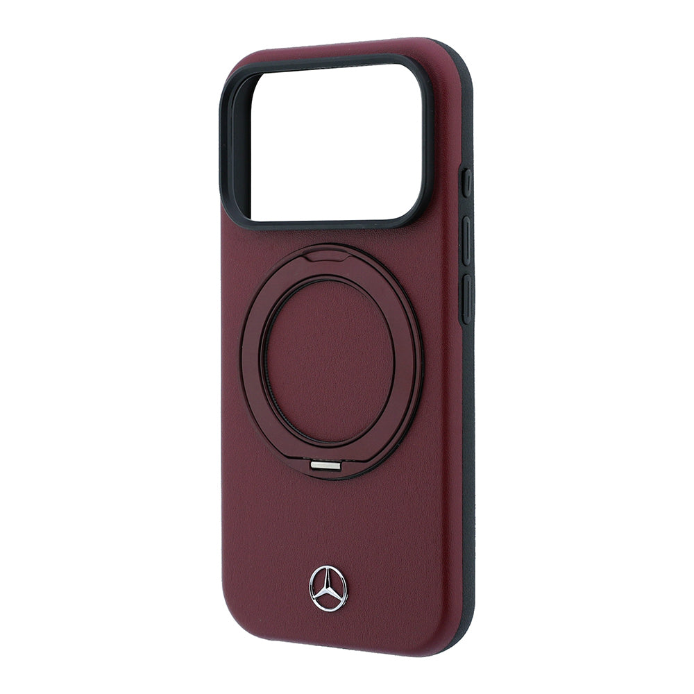 Apple iPhone 18 Pro Max Kılıf Mercedes Benz Orjinal Lisanslı M-safe Şarj Özellikli 360 Derece Dönebilen Standlı PU Metal Logolu Kapak