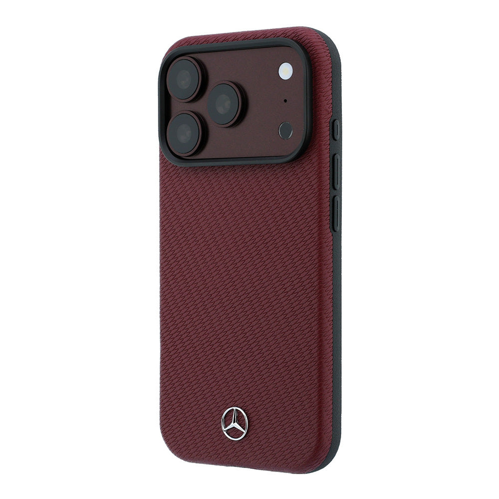 Apple iPhone 18 Pro Max Kılıf Mercedes Benz Orjinal Lisanslı M-safe Şarj Özellikli 3D Metal Logolu Wrap Wood Deri Kapak
