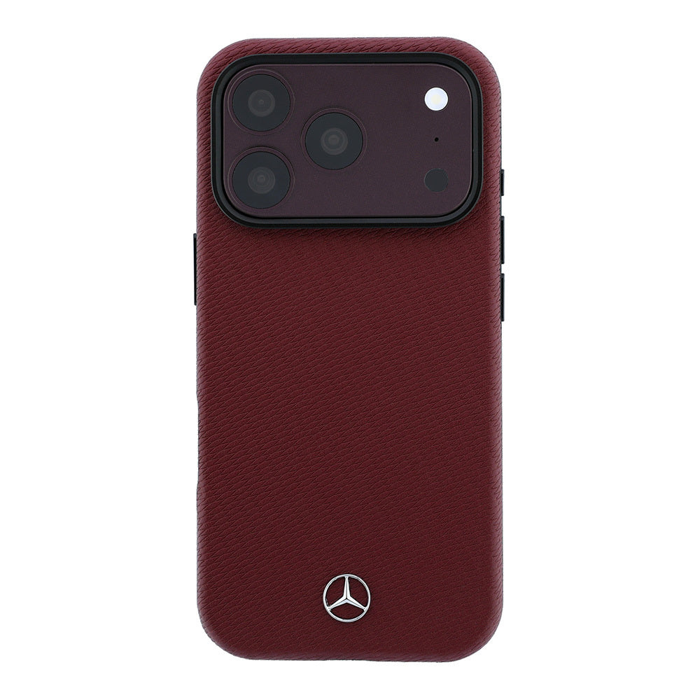 Apple iPhone 18 Pro Max Kılıf Mercedes Benz Orjinal Lisanslı M-safe Şarj Özellikli 3D Metal Logolu Wrap Wood Deri Kapak