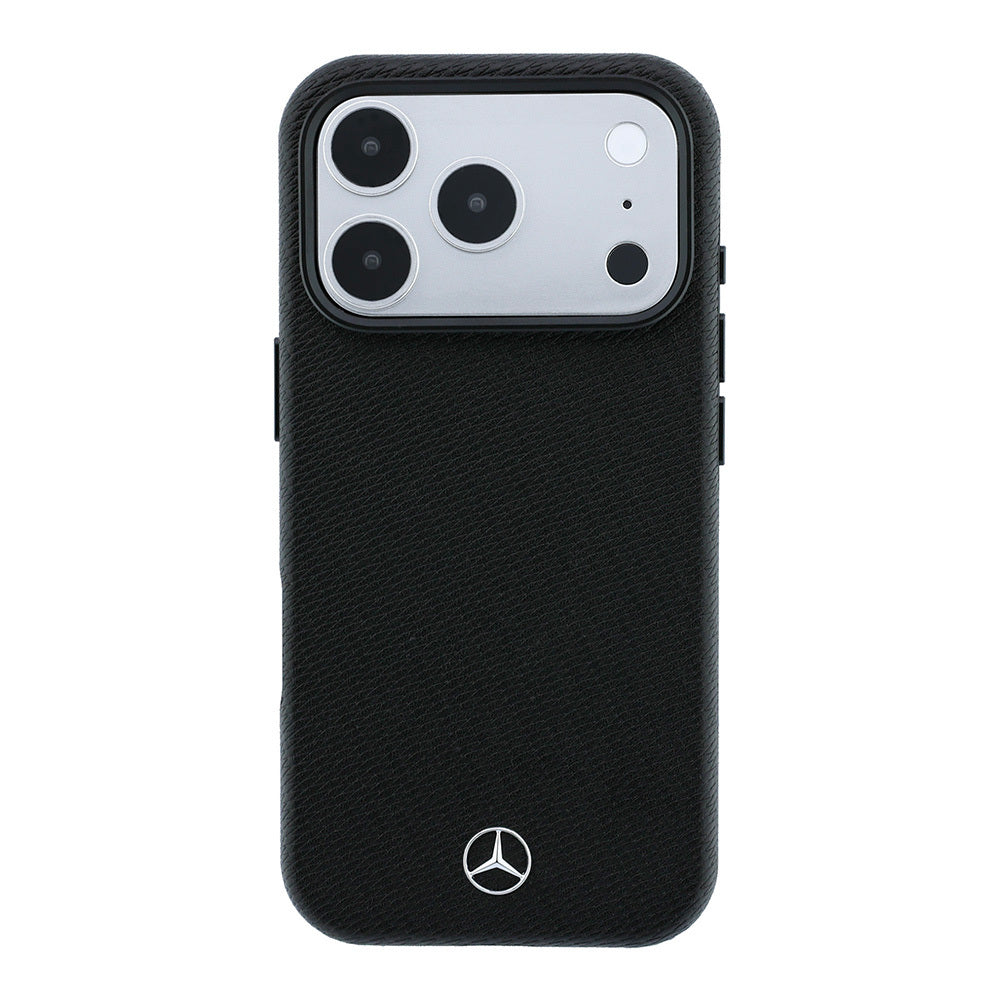Apple iPhone 18 Pro Max Kılıf Mercedes Benz Orjinal Lisanslı M-safe Şarj Özellikli 3D Metal Logolu Wrap Wood Deri Kapak