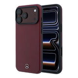 Apple iPhone 18 Pro Max Kılıf Mercedes Benz Orjinal Lisanslı M-safe Şarj Özellikli Metal Yıldız Logolu Çizgili Deri Kapak