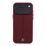 Apple iPhone 18 Pro Max Kılıf Mercedes Benz Orjinal Lisanslı M-safe Şarj Özellikli Metal Yıldız Logolu Çizgili Deri Kapak