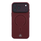 Apple iPhone 18 Pro Max Kılıf Mercedes Benz Orjinal Lisanslı M-safe Şarj Özellikli Metal Yıldız Logolu Kabartmalı Deri Kapak