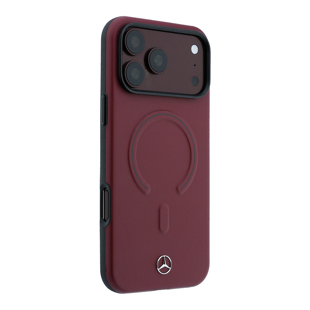 Apple iPhone 18 Pro Max Kılıf Mercedes Benz Orjinal Lisanslı M-safe Şarj Özellikli Metal Yıldız Logolu Kabartmalı Deri Kapak