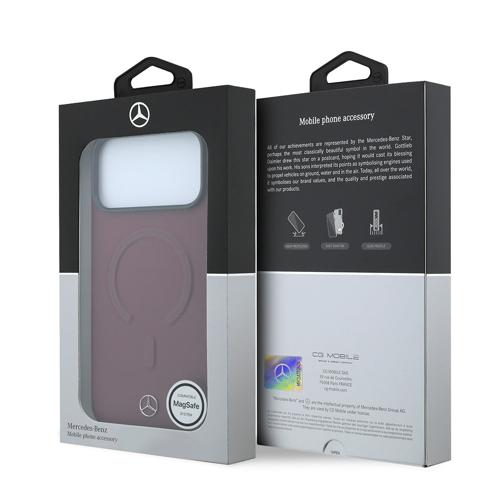 Apple iPhone 18 Pro Max Kılıf Mercedes Benz Orjinal Lisanslı M-safe Şarj Özellikli Metal Yıldız Logolu Kabartmalı Deri Kapak