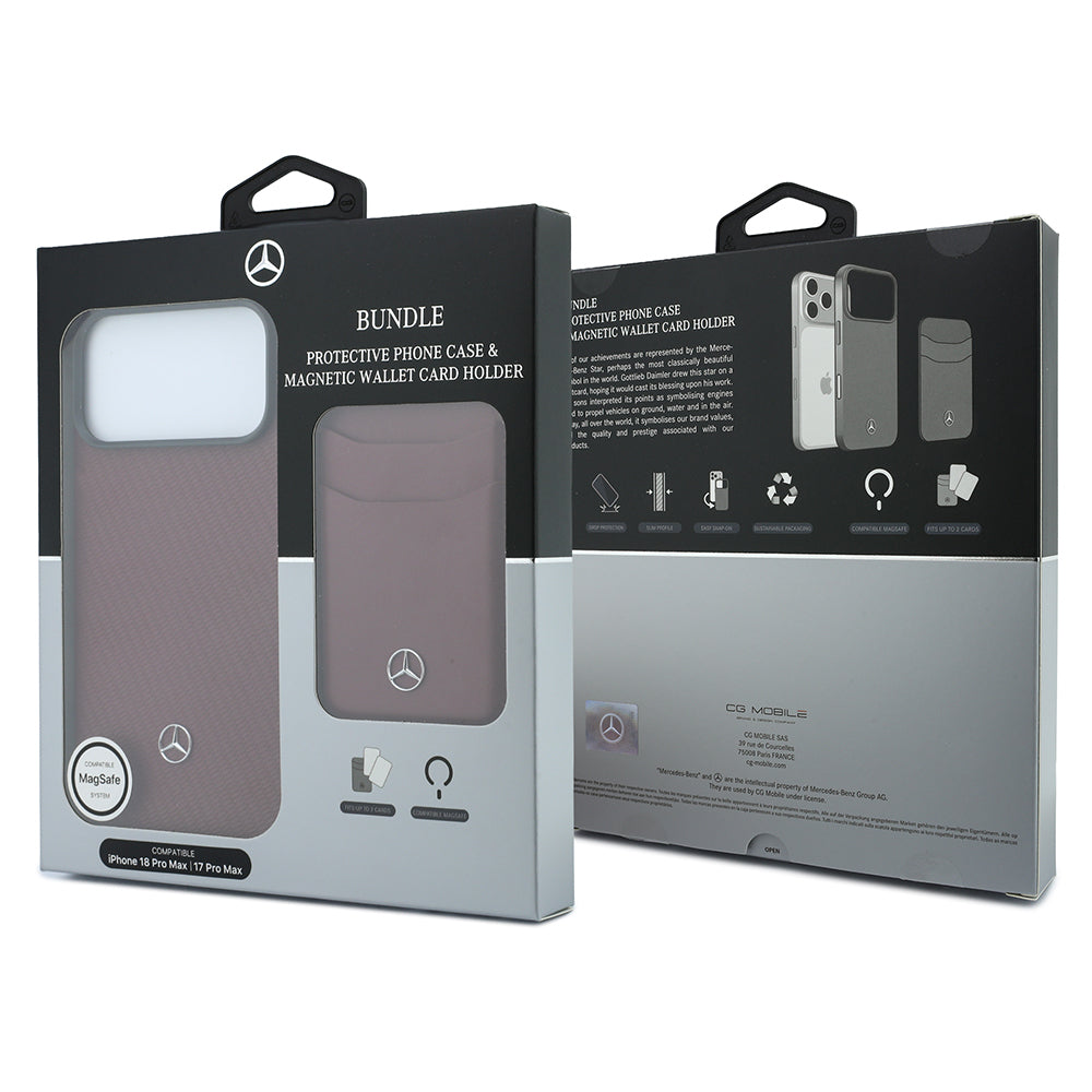 Apple iPhone 18 Pro Max Kılıf Mercedes Benz Orjinal Lisanslı M-safe Şarj Özellikli PU Deri 3D Metal Logolu Kartlıklı Kapak