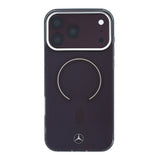 Apple iPhone 18 Pro Max Kılıf Mercedes Benz Orjinal Lisanslı M-safe Şarj Özellikli Saydam Yüzey İkonik 3D Metal Logolu Kapak