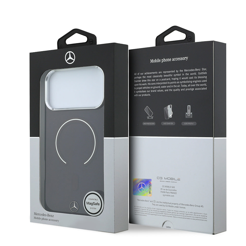 Apple iPhone 18 Pro Max Kılıf Mercedes Benz Orjinal Lisanslı M-safe Şarj Özellikli Saydam Yüzey İkonik 3D Metal Logolu Kapak